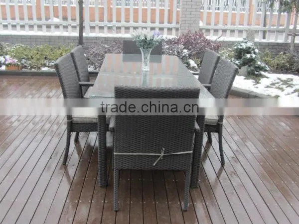 All Season Outdoor Furniture Rectangle Rattan Table and Chairs Dining Set photo-6
