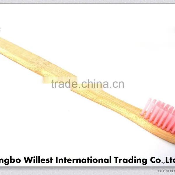 High Quality Bamboo Toothbrush With Soft Pink Bristle photo-2