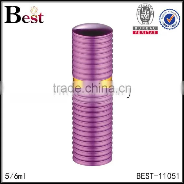 2017 Hot New Products Cosmetic Packaging 5ml 6ml Purple Pocket Glass Perfume Bottle Screw Spray Aluminum Cover Bottle Perfume