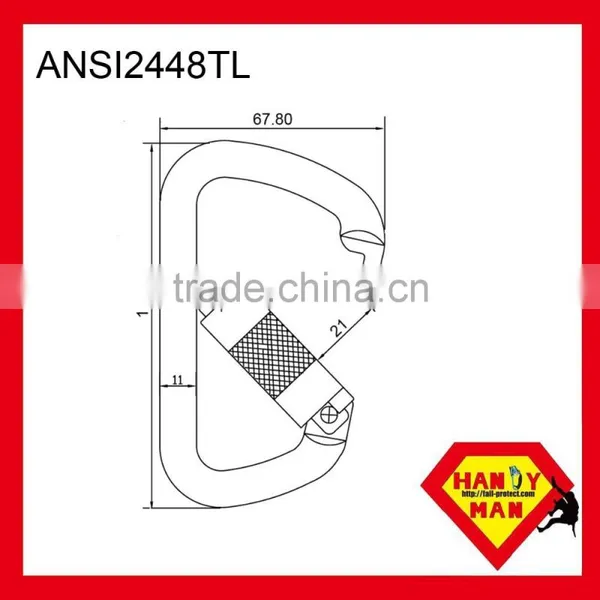ANSI-2448TL Galvanized Steel Classic D Type Twist Lock ANSI Carabiner photo-2