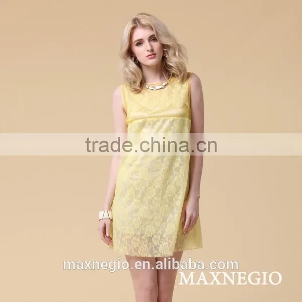 China Supplier Sleeveless Lady One Piece Dress Simple Latest 2015 photo-2
