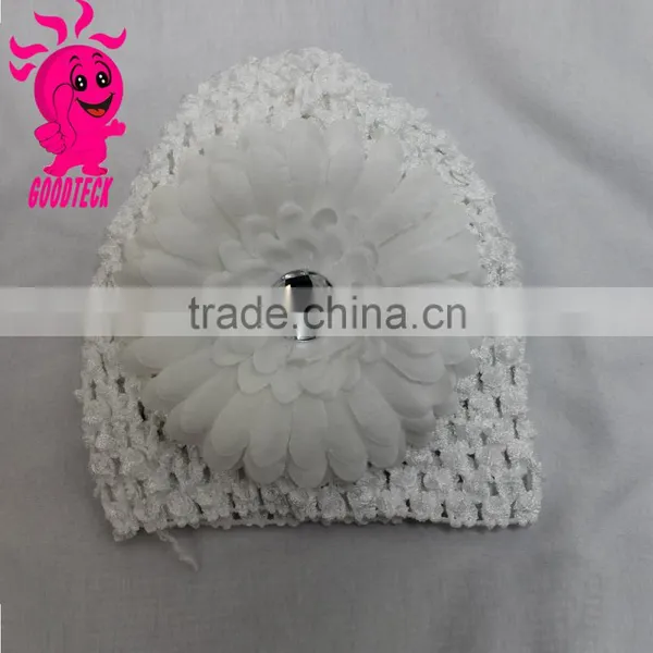 2015 Gift Set Fancy White Pink Yellow Flower Newborn Crochet Baby Hats photo-3