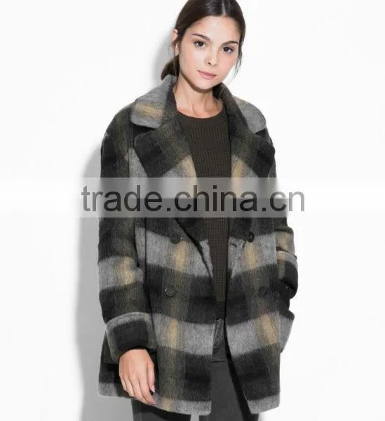 Winter Season Check Design Lady Coat photo-4