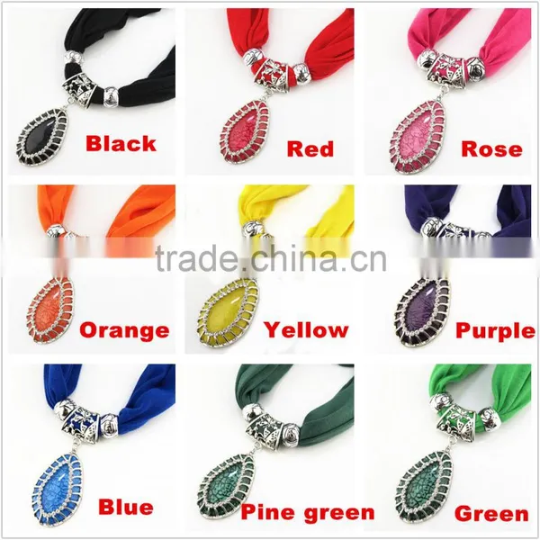 Cheap Acrylic Turquoise Pendant Jewelry Scarves Women Style Long Wrap Scarves 2016 Pendant Scarves