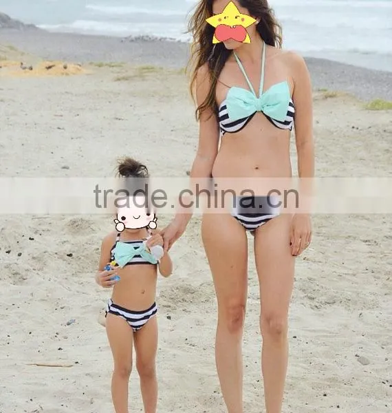 Beautiful Girl Bikini Images Stripe Underwear With Big Bowknot photo-2