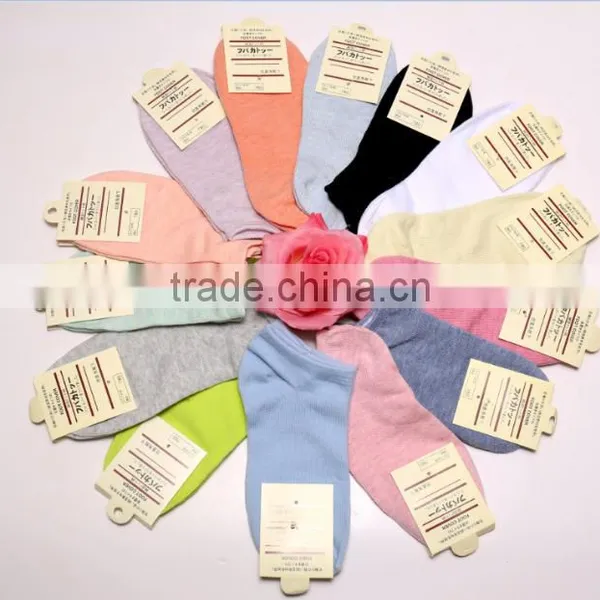 Zm40575b Factory Price Solid Color Women Socks Ladies Cotton Low-cut Liners Socks photo-2