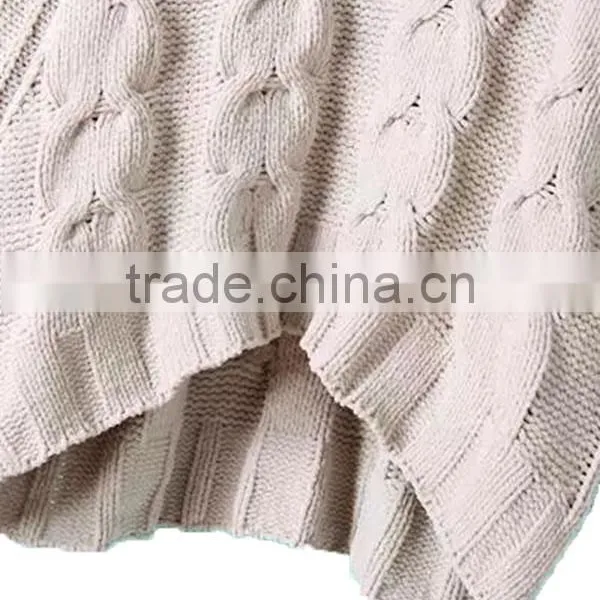 Custom Rolled Neck Long Sleeves Oversized Aryan Cable Knitted Jumper photo-3