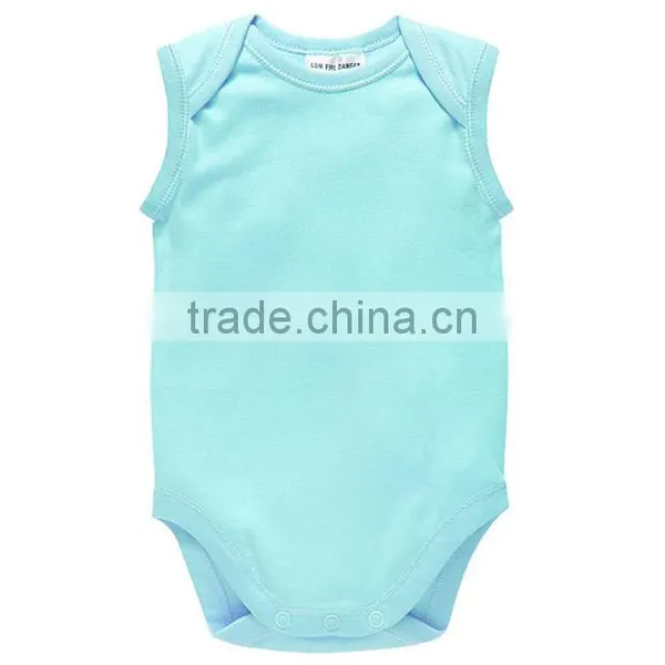 High Quality Sleeveless Blank White Cotton Baby Romper Bodysuit photo-2