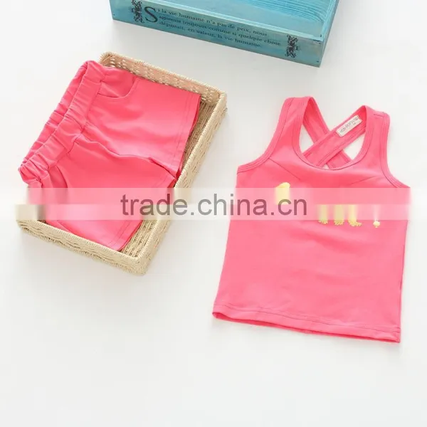 Summer Girls Printing Tank Top and Shorts Cotton Casual Kids Clothing Sets photo-3