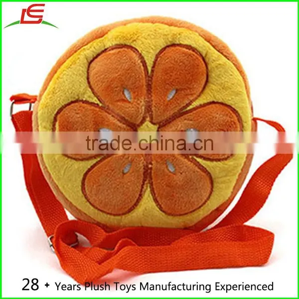 wholesale custom orange soft plush bag kids school backpack