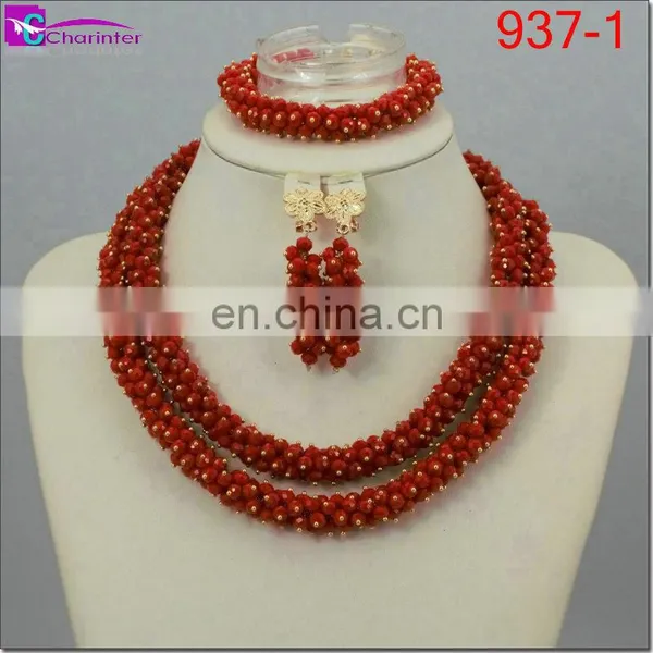 Nigeria Beads Gold Color Beads Necklace African Jewelry Sets Beads Fashion Jewelry Set photo-6
