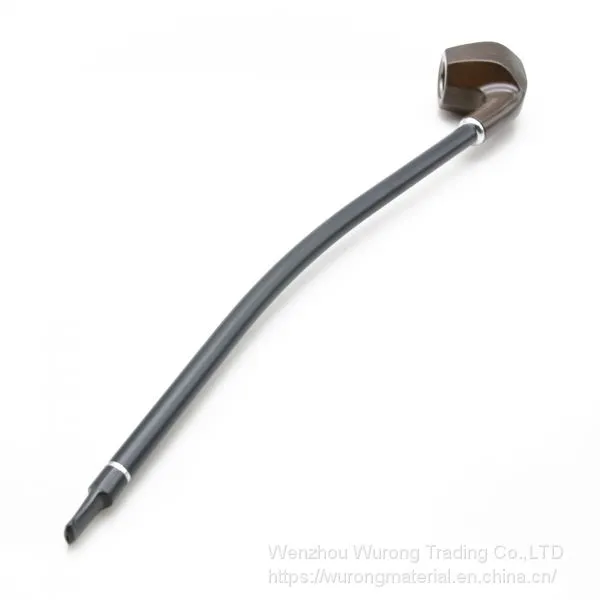 415mm Length Wooden Resin Long Tobacco Pipe With Brown Hexagonal Head for Smoking photo-2