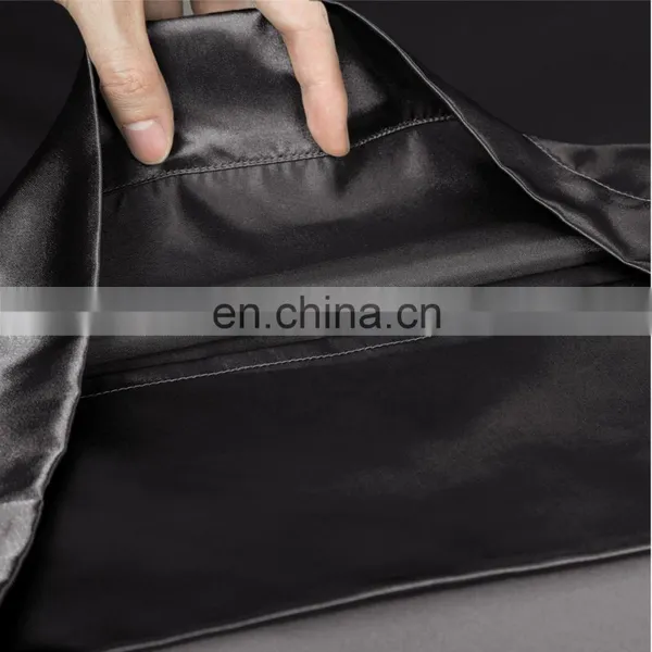 Soft 100% Polyester Real Silk Sleeping Cozy Home Black Plain Satin Body Pillow Case With Logo photo-7