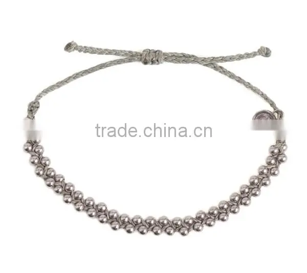 Girls Gift Pink Wax Cord Braided Metal Bracelet for Friend 2015 New photo-2
