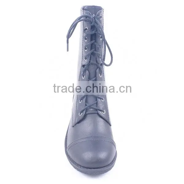 Fashion Popular Motorcycle Police Lace up Back Zipper High Ankle Long Boots From China Factory photo-3