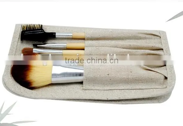 Bamboo Hand Material Synthetic Hair Powder Brush Set 5 Pieces photo-5