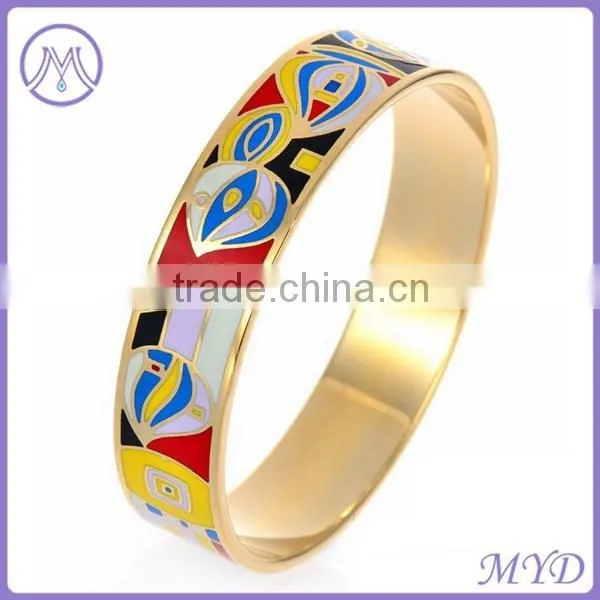 European Fashion Stainless Steel Enamel Cuff Bangle photo-6