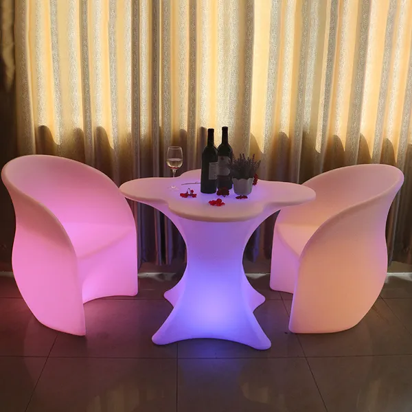 European Style LED Illuminated Bar Table Set Luxury Plastic High Seat Furniture for Hotel Club Outdoor photo-3