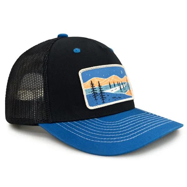 Outdoor Trucker Hats Custom Printed Patch Mesh Back Two Tone Curved Brim Adjustable Casual Trucker Hats