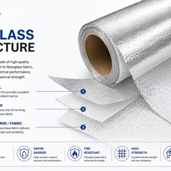 Reflective Aluminum Foil Fiberglass Fabric for Building Insulation Systems photo-5