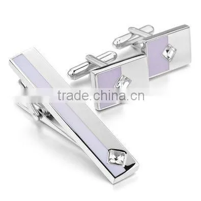 Silver Plated Cufflinks And Necktie Tie Clip Bar Set For Men's Shirt Wedding Business Cufflinks