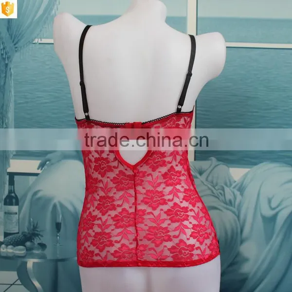 Red Black Flower Lace Transparent Sexy Lingerie,sexy Red Mature Lingerwear Nightwear photo-4