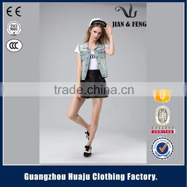 2016 Summer Cheap Womens Denim Vest With Hood for Sale photo-2