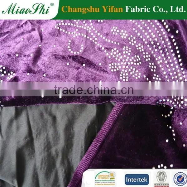 Golden Supplier Afford Elastic Two-colored Polyester Velour With Diamond Fabric photo-2