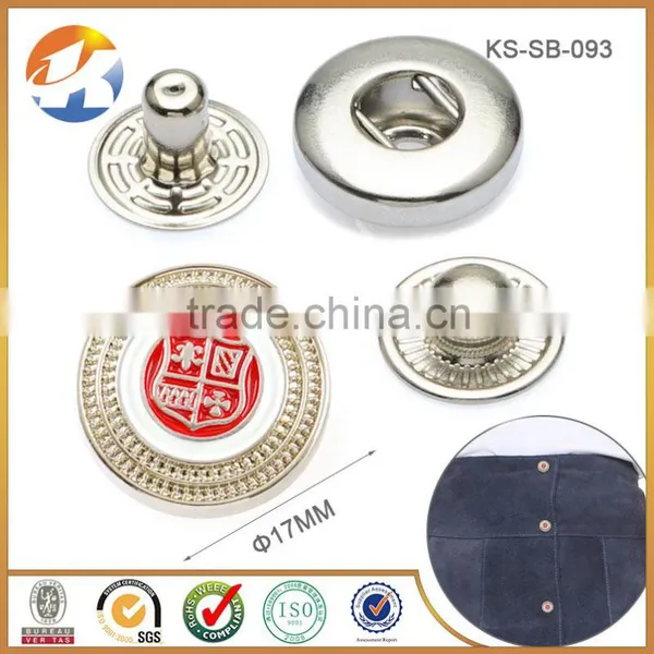 Red Embossed Down Coat Metal Screw Snap Buttons For Jacket