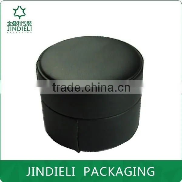 Black Round Leather Watch Boxes With Pillow photo-2