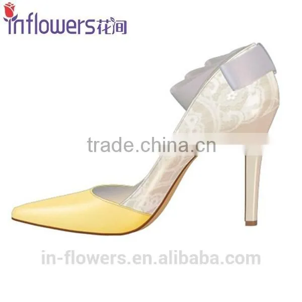 Genuine Leather Pointed Toe Fashion Design Ladies High Heel Shoes With Bowtie Back photo-4