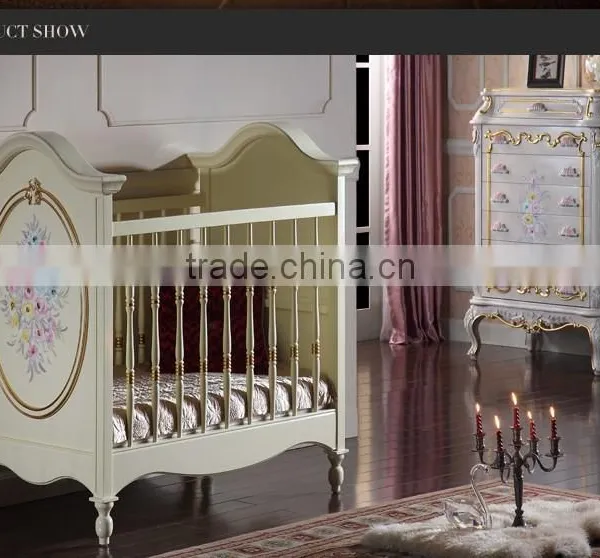 Italian Classic Design Furniture French Furniture Baby Bed Green Wooden Baby Bad Quality Choice photo-3