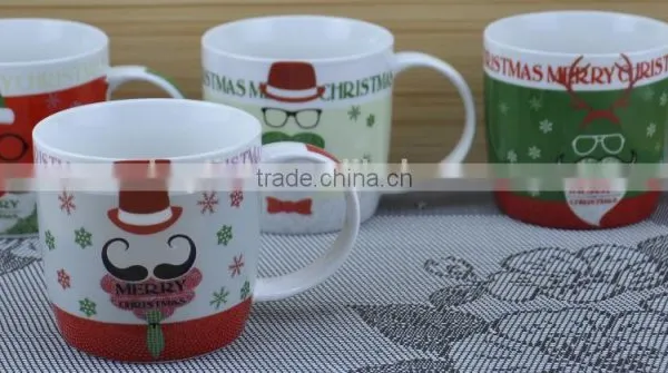 11OZ Leaf Shadow Design Square Shape Coffee Cups, Shiny Surface New Bone China Mug,KL5062-10225 photo-6