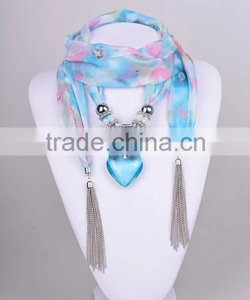 2016 New Collections Heart Shaped Pendant Jeweled Shawls Scarves photo-2