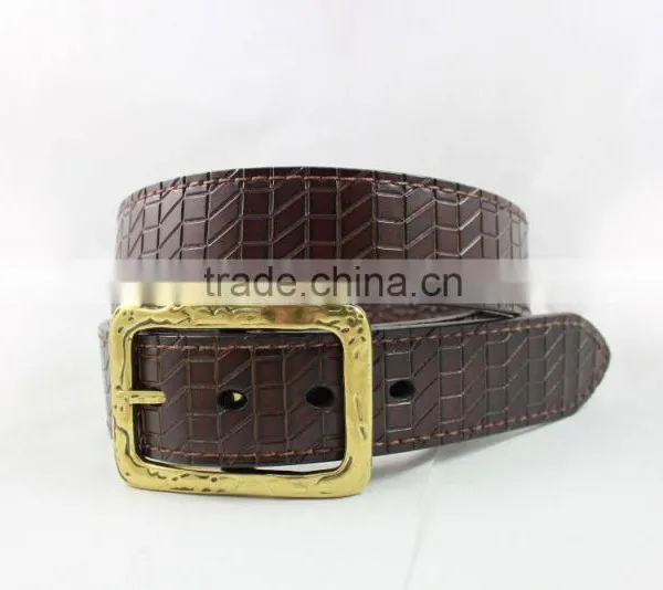 Customized Men's Brown Single Pin Buckle Casual Genuine Leather Belt/Belt