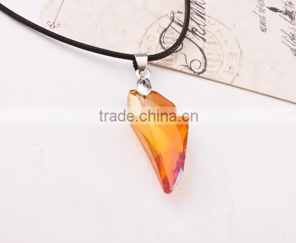 Crystal Wolf Tooth Style Pendant Black Chord Unisex Fashion Necklace Gift photo-5