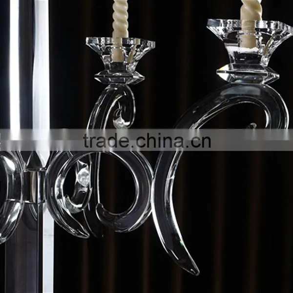 Cheap 5 Arms Long Stem Wedding Decorative Crystal Candelabra photo-4