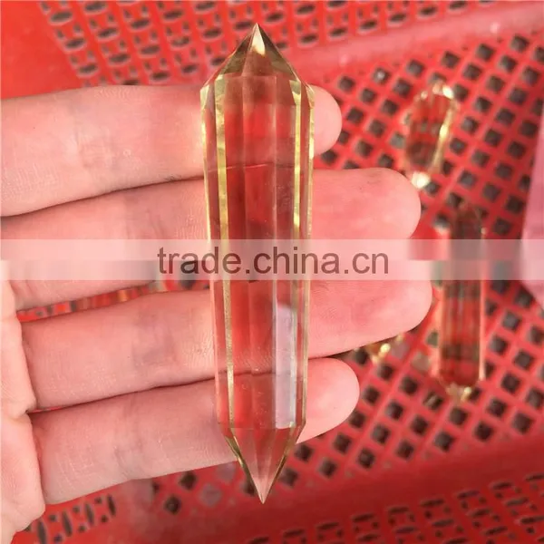 Natural Crystal Citrine Polyhedral Pillars With Small Facets Double Points photo-4