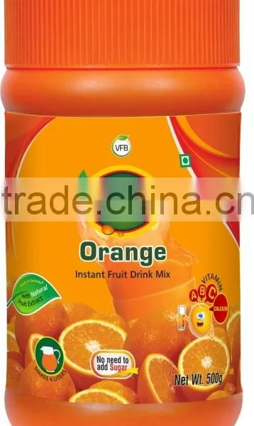 Orange Instant Drink Powder Packed 500g HDPE Jar