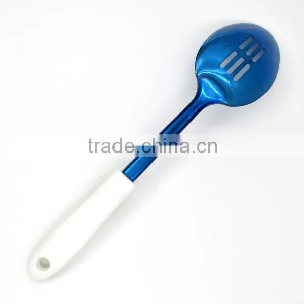 Non-stick TPR Handle Factory Price Titanize Kitchen Slotted Cooking Spoon photo-2