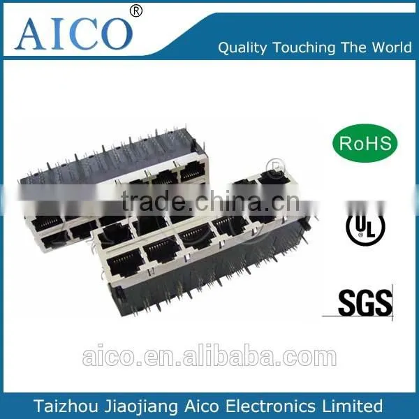 Free Sample Pcb Mounting Stacked 8P8C Right Angle 10/100Base-T Rj45 Magnetic Modular Jack