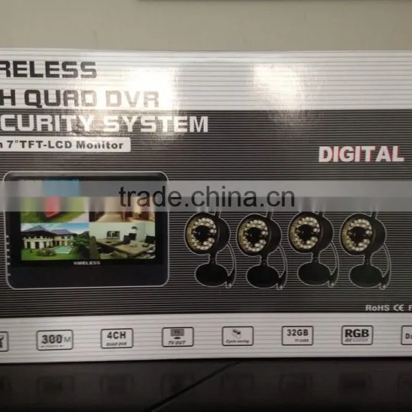 2.4Ghz Digital Video Security System 7'' LCD 4Channels Long Range Camera DVR Kit photo-5