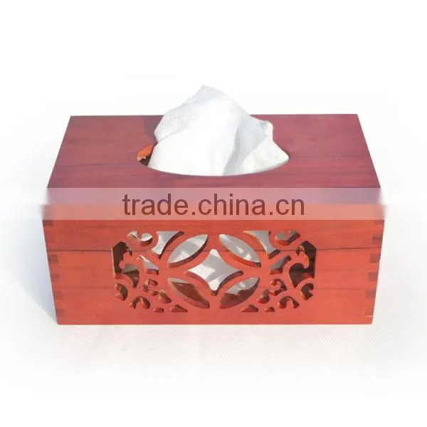 Imported High-Grade Pine Hollow Carved Flowers Napkin Box, Wooden Copper Buckle Chinese Style Tissue Box photo-3