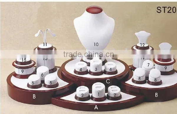 Custom Design Shop Decora Ring Earring Necklace Painted Wooden Jewelry Display Set photo-2