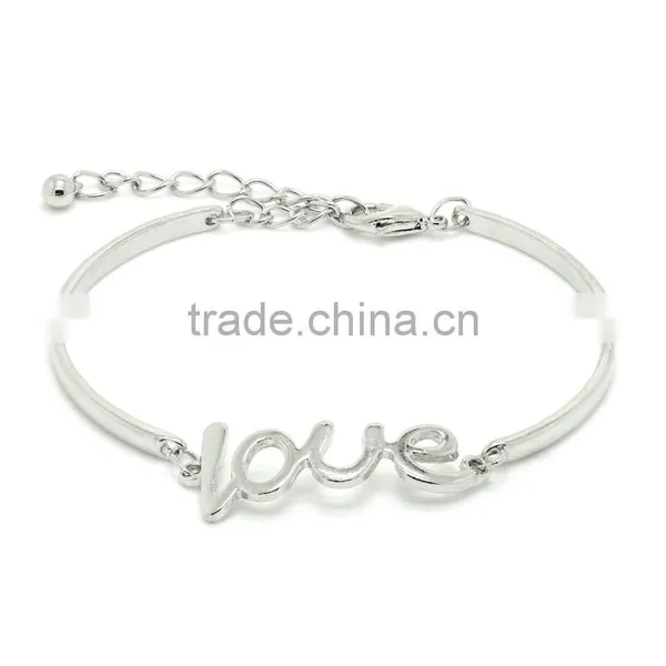 Gold Love Letter Bangle Custom Logo Phrase Message Bangle photo-2