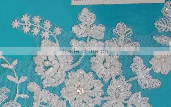 New Arrival Embroidered Lace Beaded Applique With Good Price photo-4