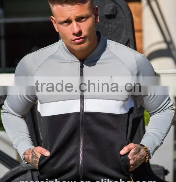 Fashion Style Mens 100% Polyester Baseball Jacket Full Zipper Tracksuit Top Panel Raglan Long Sleeve Hoodie Jacket photo-3