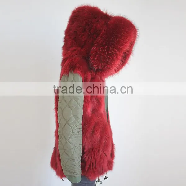 Myfur Newest Factory Price Cotton Army Green Fur Parka Jacket With Real Fox Fur Lining photo-6