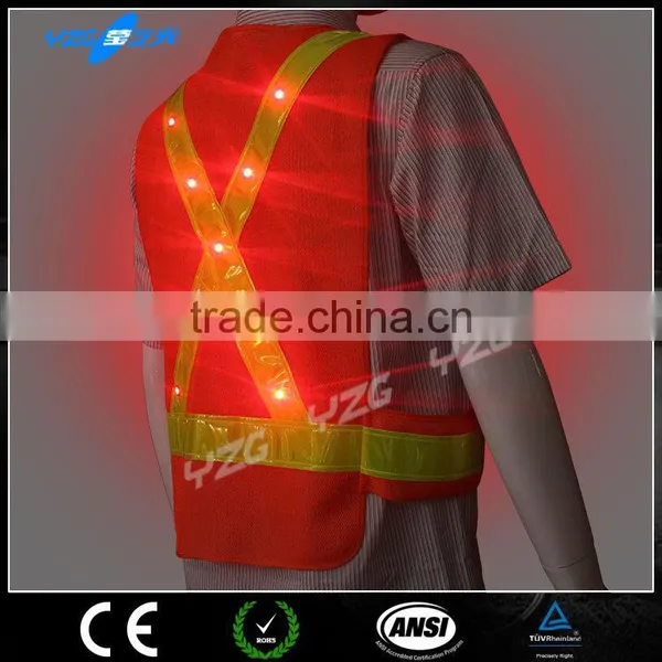 High Reflective Orange Mesh Flashing Led Safety Vest photo-2