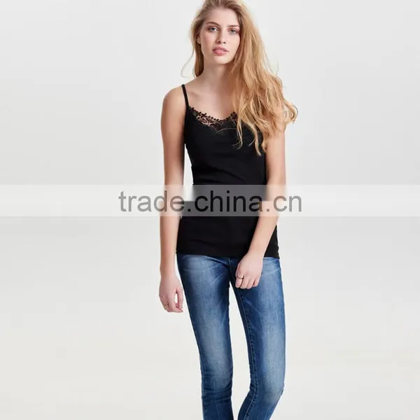 White Black Camisoles for Women Narrow Shoulder Straps Slim Lace Tank Tops photo-2